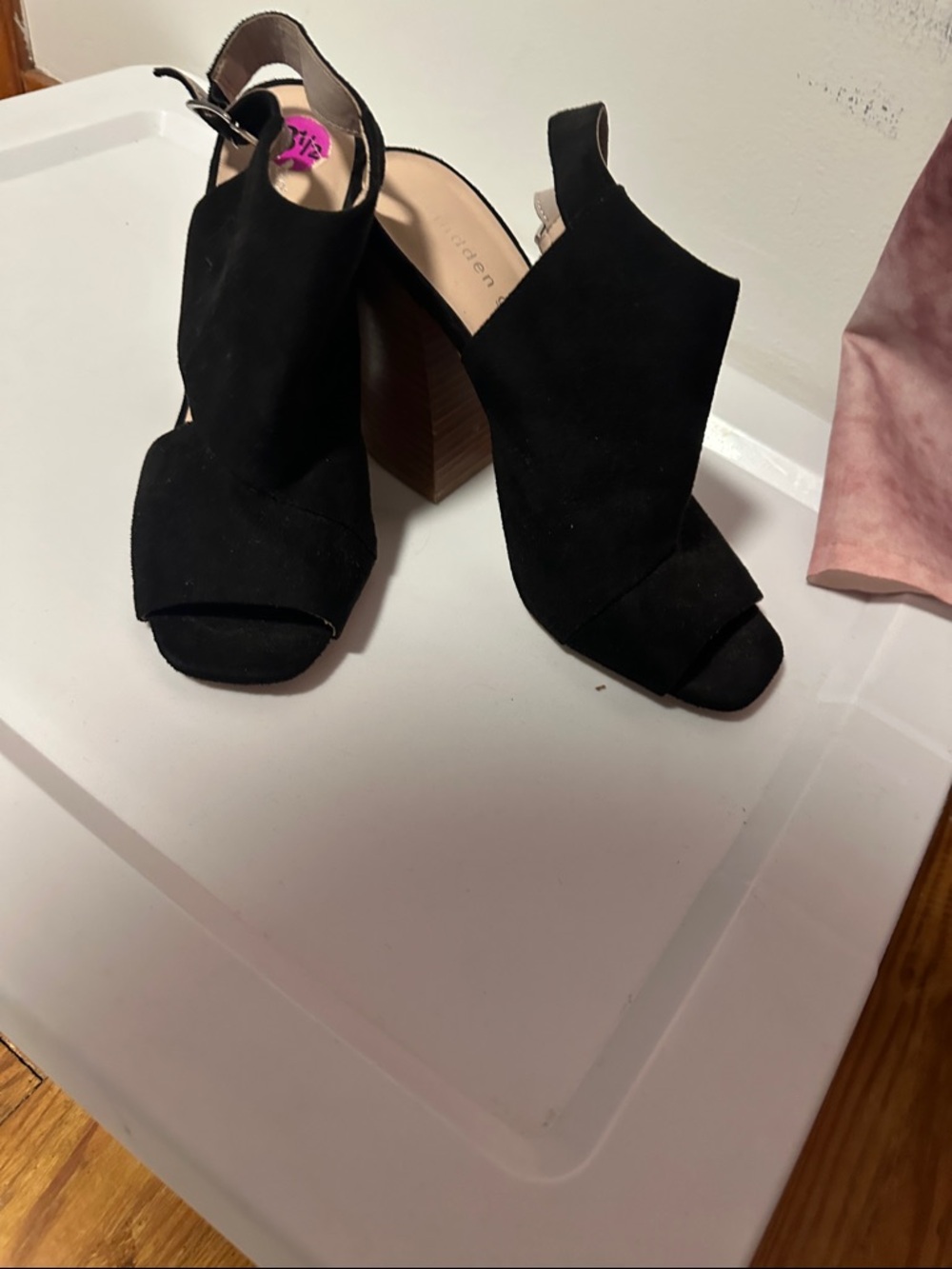 Madden Girl Black Open-Toe Block Heel Slingback Sandals